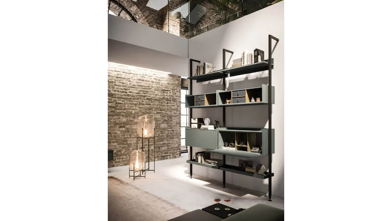 Wall-mounted Vertical bookcase in aluminum and lacquered finish by Arrital