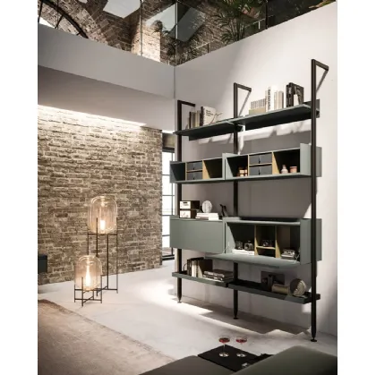 Wall-mounted Vertical bookcase in aluminum and lacquered finish by Arrital