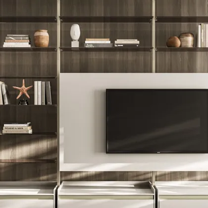 Vertical bookcase in aluminum and glass by Arrital