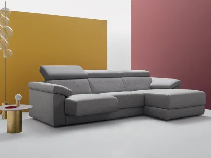 Fabric sofa with chaise longue, adjustable headrests, and retractable seats Dexter by Felis.