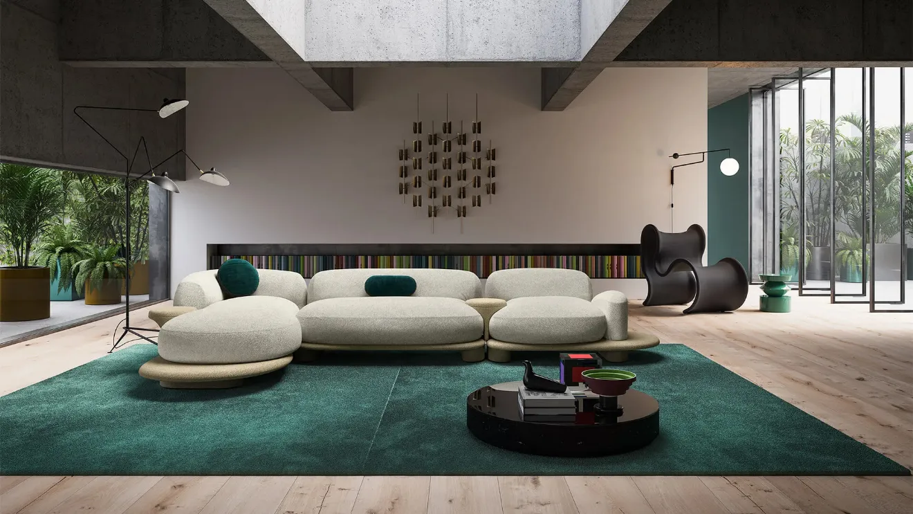 Design sofa with chaise lounge Grumetto by Busnelli