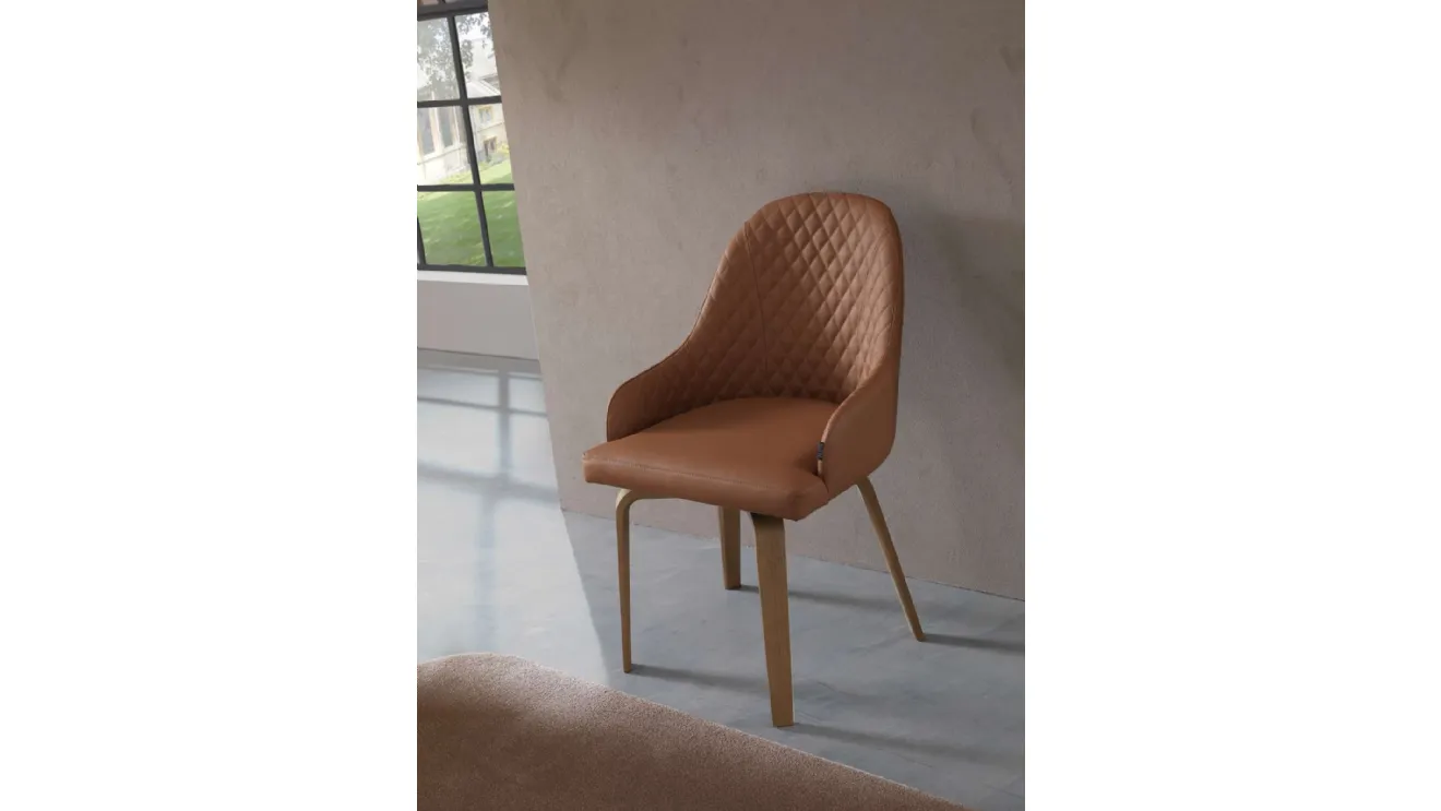 Athena leather chair with Ozzio wooden legs.