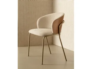Panarea fabric chair with oak backrest by Riflessi