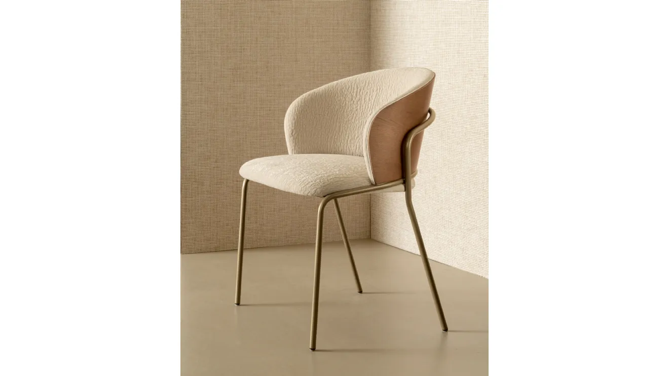 Panarea fabric chair with oak backrest by Riflessi