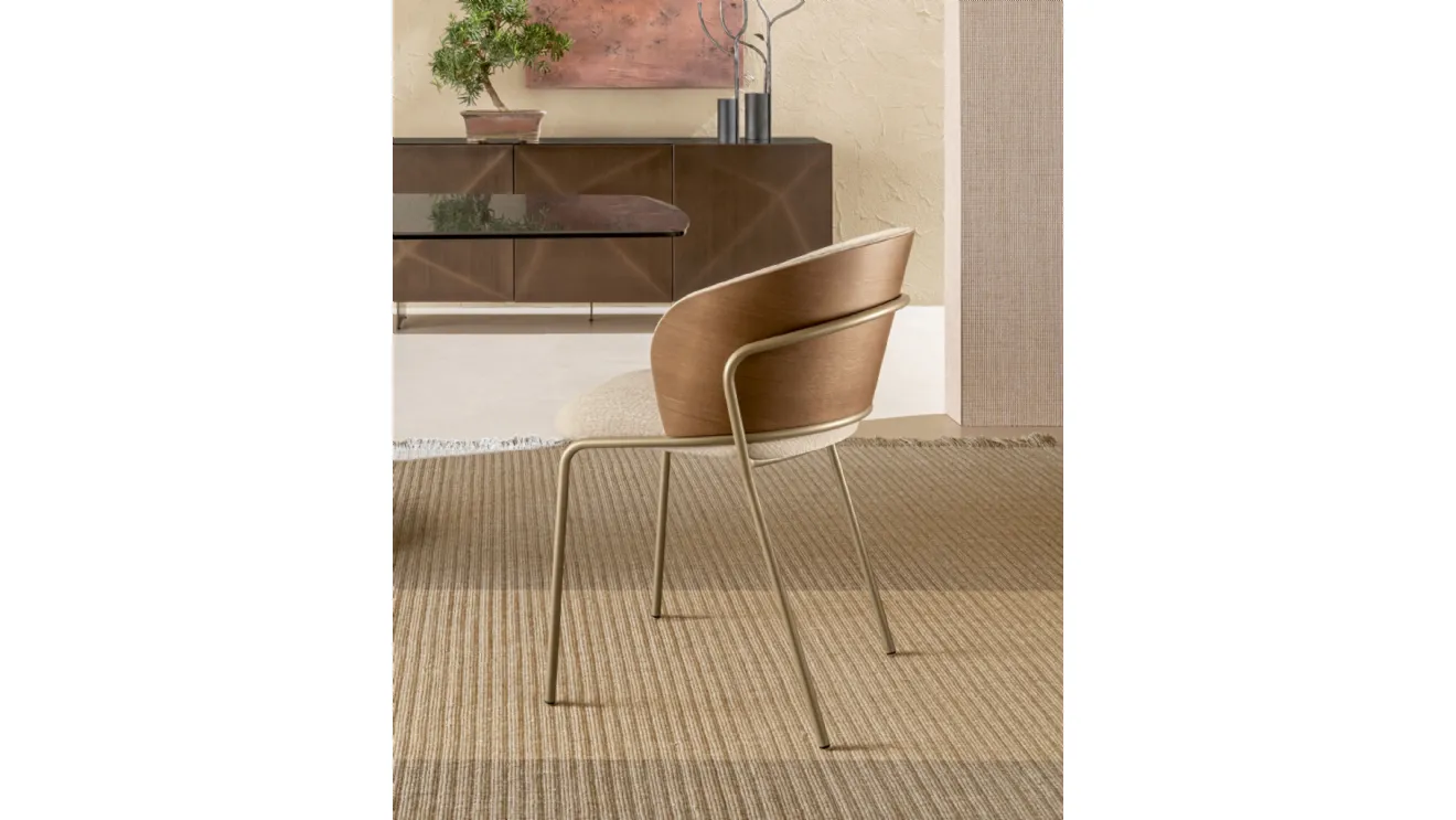Panarea fabric chair with oak backrest by Riflessi