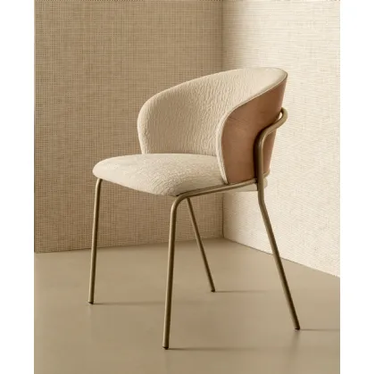 Panarea fabric chair with oak backrest by Riflessi