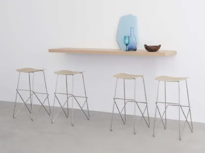 Endless stool with wooden seat by Desalto.