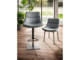 Leather stool Noa by Ozzio.