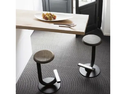 Strong stool with wooden seat by Desalto.