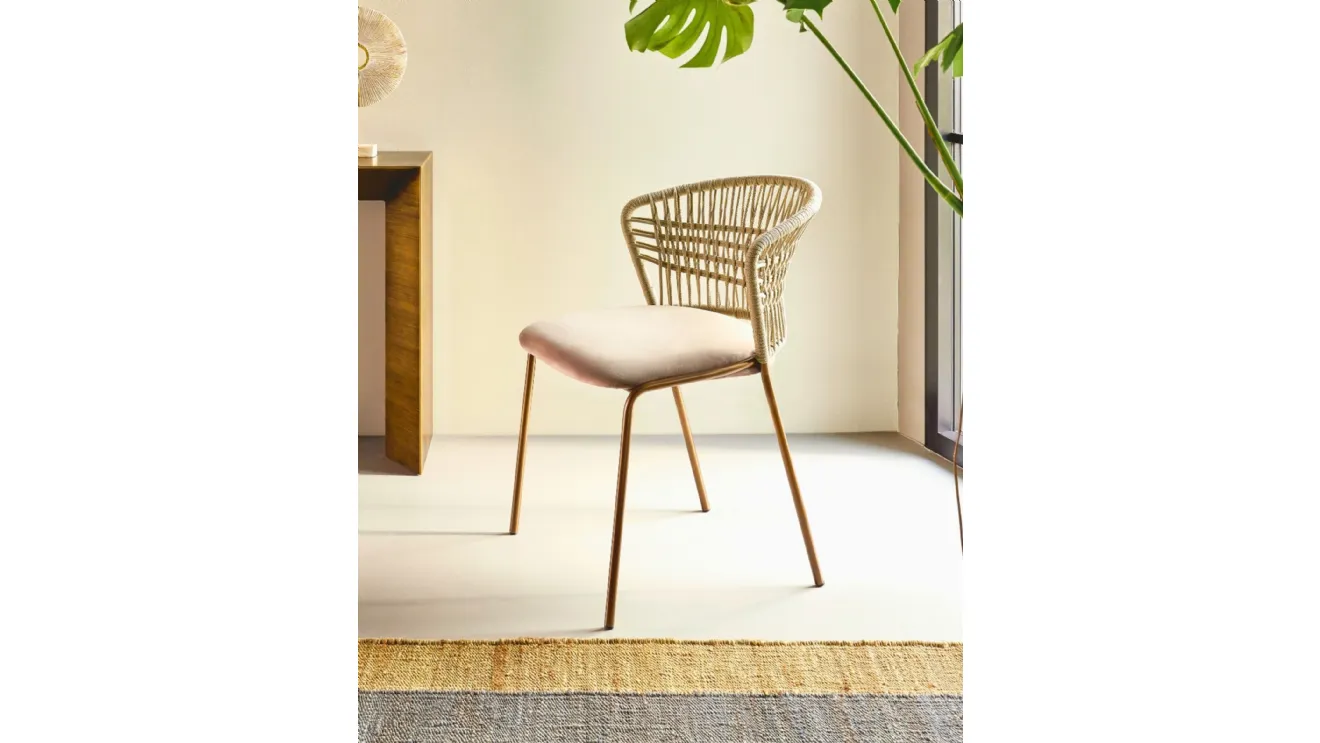 Chair Soffio in polyester cord and padded seat by Riflessi.