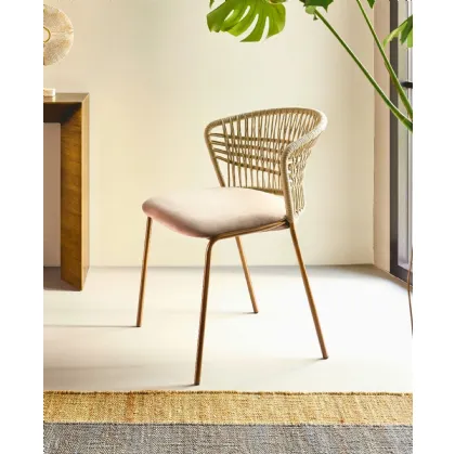 Chair Soffio in polyester cord and padded seat by Riflessi.