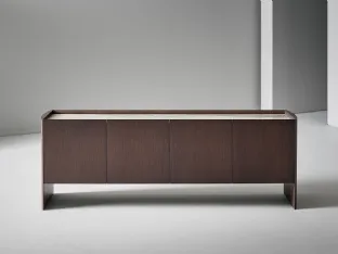Alicanto Sideboard in wood and ceramic top with 4 doors by Bonaldo