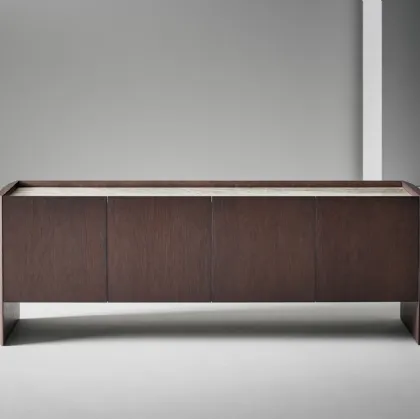 Alicanto Sideboard in wood and ceramic top with 4 doors by Bonaldo