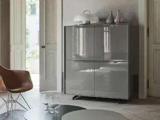 Sideboard Vela 03 in glossy Slate lacquer by Sangiacomo.