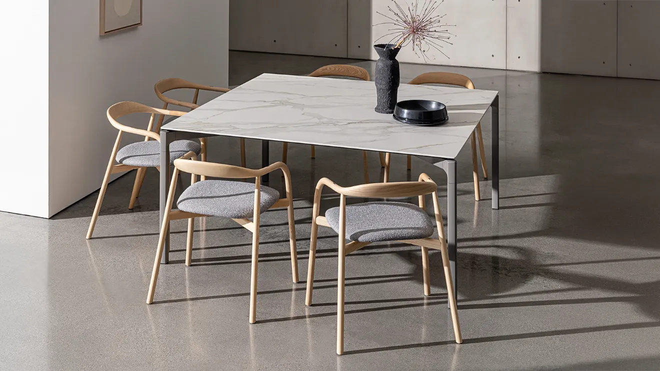 Square bone ceramic table by Sovet