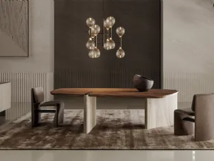 Flatiron table with wooden top and marble base by Bonaldo.