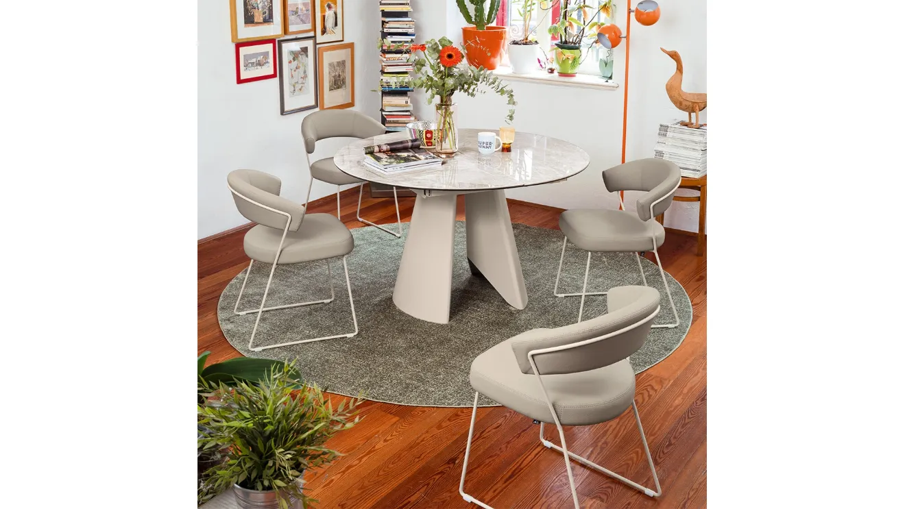 Extendable round table Frac in ceramic by Connubia
