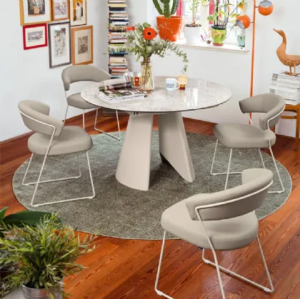 Extendable round table Frac in ceramic by Connubia
