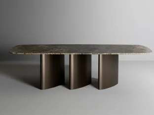 Louver table with marble top by Bonaldo.