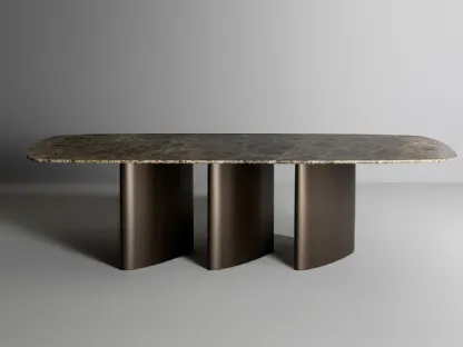 Louver table with marble top by Bonaldo.