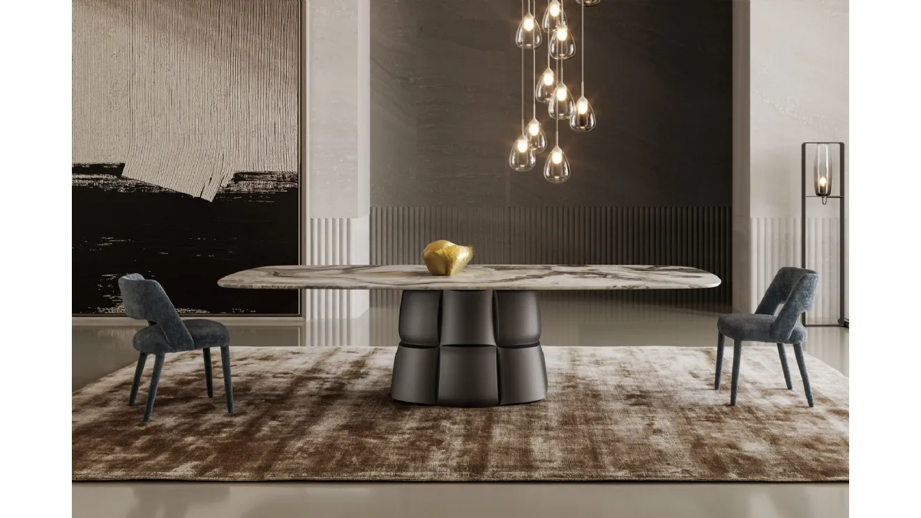 Palazzo table with marble top and polyurethane base by Bonaldo.