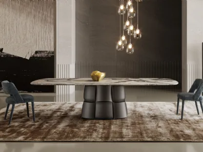 Palazzo table with marble top and polyurethane base by Bonaldo.