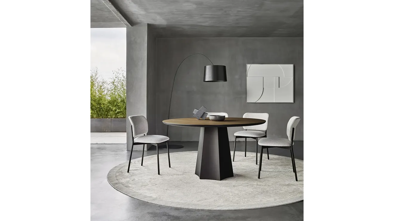 Round Polyhedron Table in Thermotreated Oak by Sangiacomo.