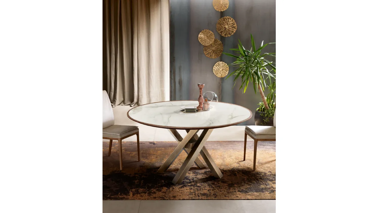 Round Shangai table in wood and ceramic by Riflessi