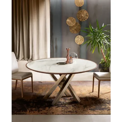 Round Shangai table in wood and ceramic by Riflessi