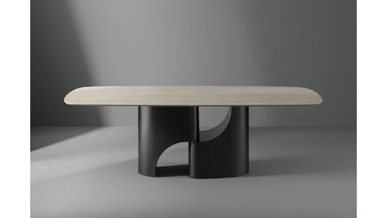 Taijitu table with marble top and metal base by Bonaldo
