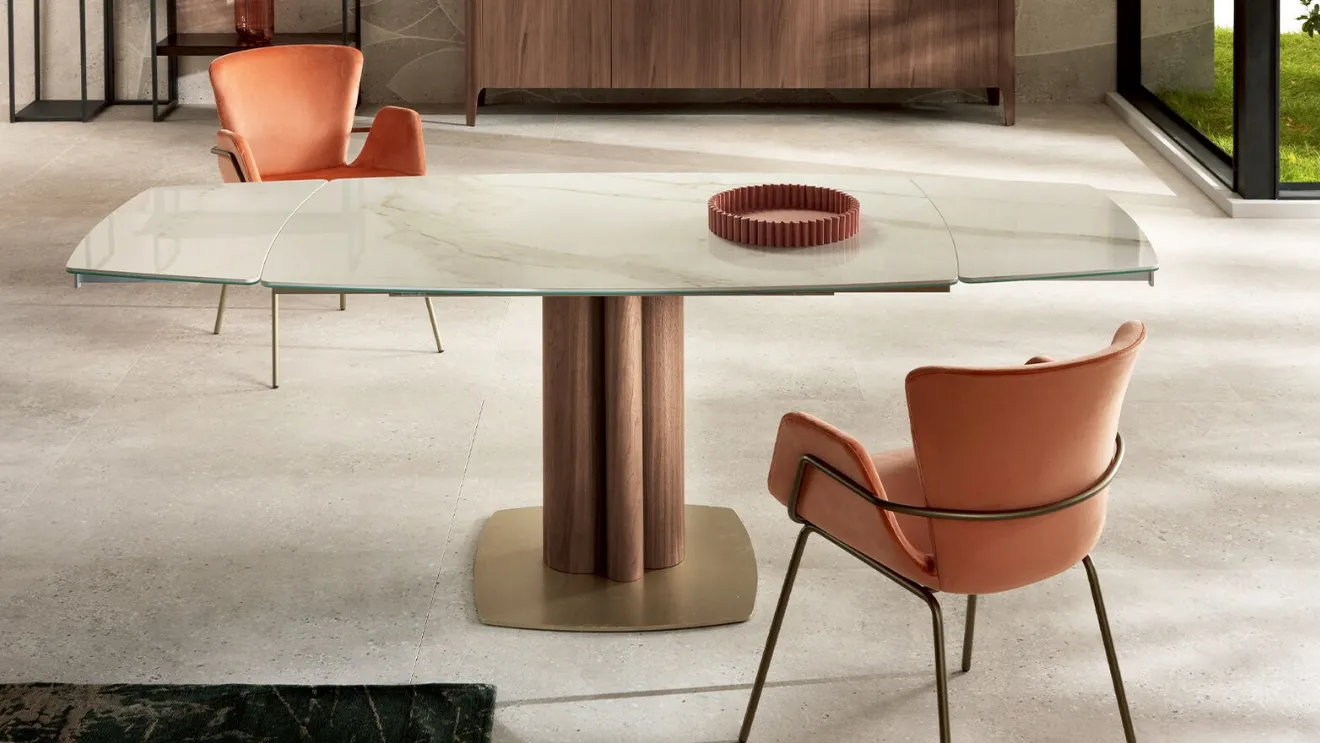 Extensible ceramic table Towe by Riflessi.