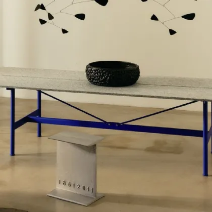 Zinc table with Luserna stone marble by Desalto.