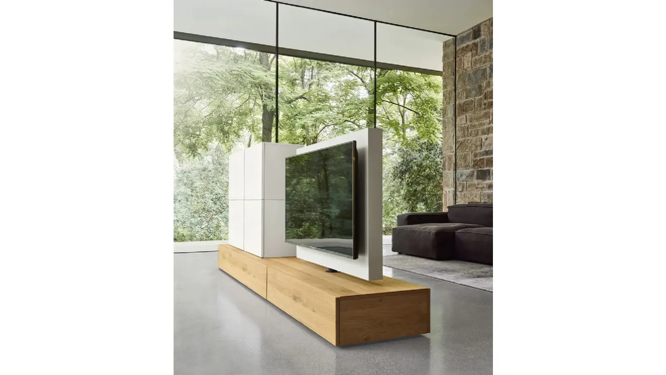 Mobile TV stand Tv Units Roto Lampo in wood and lacquered by Sangiacomo.