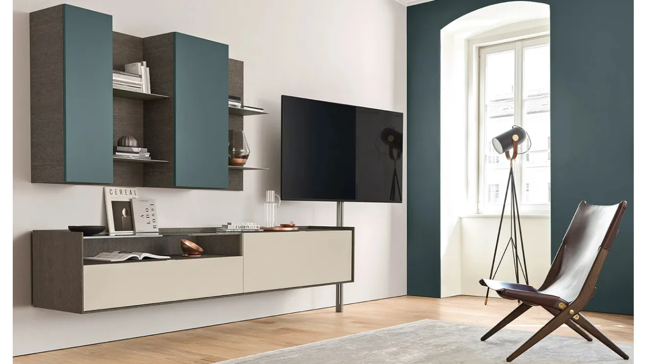 Mobile TV stand in lacquered finish by Sangiacomo.
