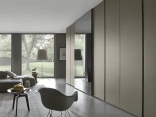 Breccia Mink wardrobe with hinged doors and sliding mirror door by Sangiacomo.