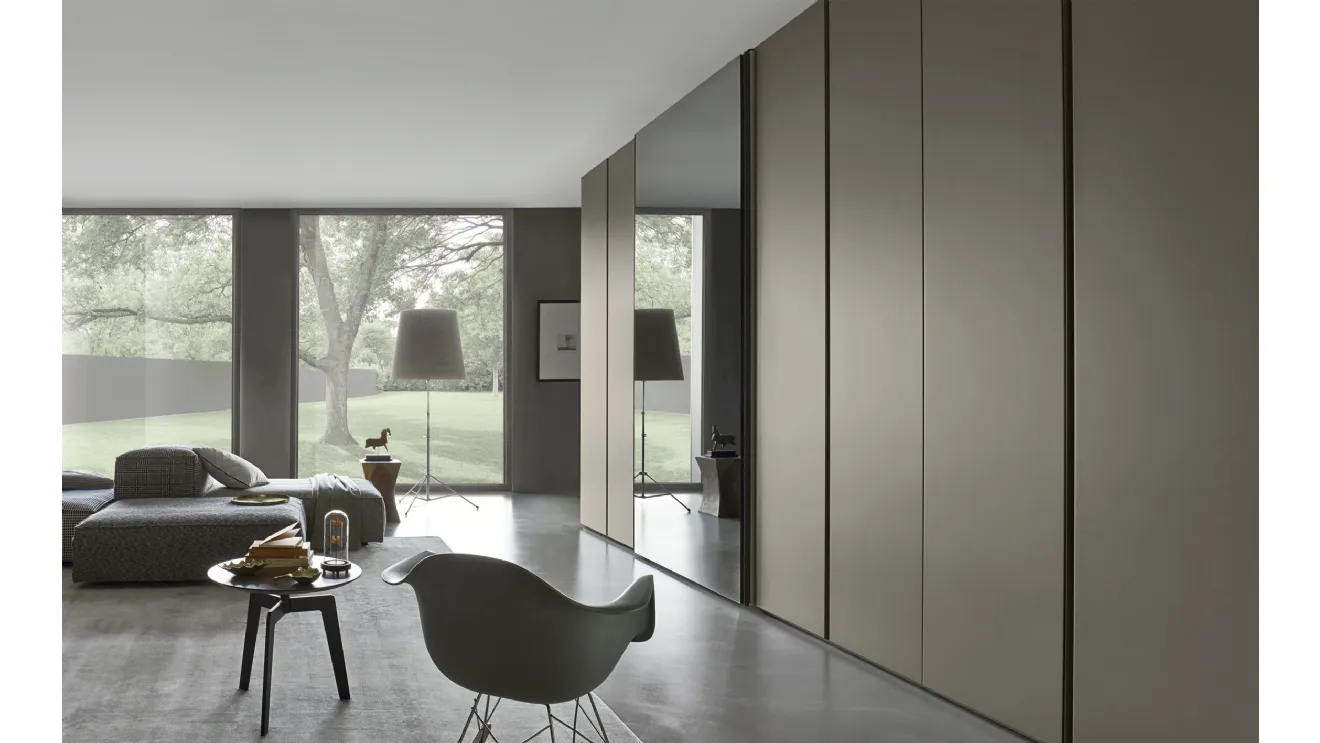 Breccia Mink wardrobe with hinged doors and sliding mirror door by Sangiacomo.