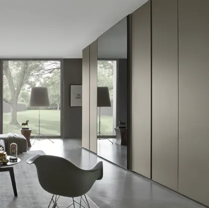 Breccia Mink wardrobe with hinged doors and sliding mirror door by Sangiacomo.