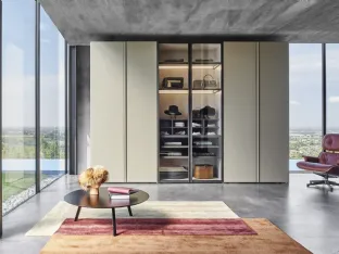 Lacquered Scrigno wardrobe with central glass doors by Sangiacomo.