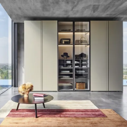 Lacquered Scrigno wardrobe with central glass doors by Sangiacomo.