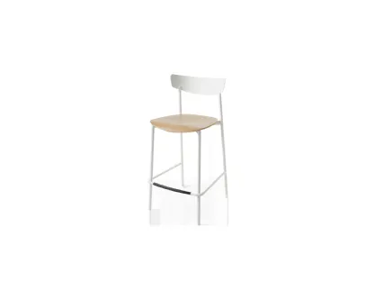 Clip metal stool with wooden seat by Connubia