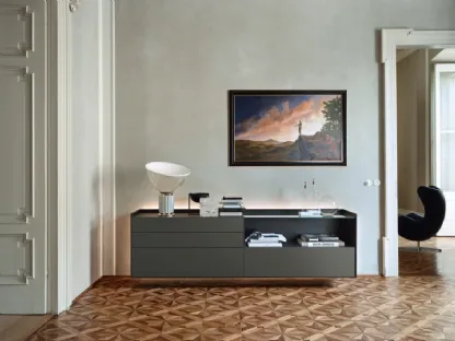Cabaret 84B left suspended cabinet in matt Anthracite lacquered by Sangiacomo
