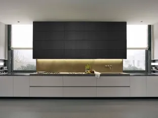 My Planet linear design kitchen in lacquered and wood finish by Poliform