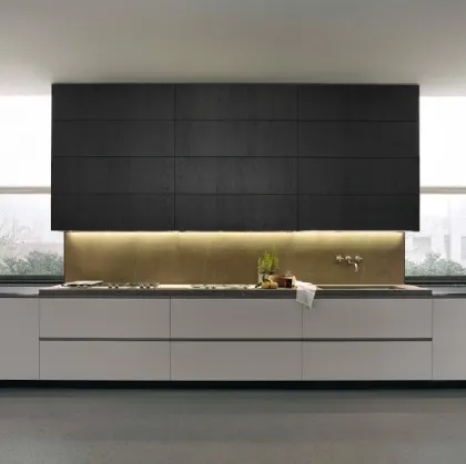 My Planet linear design kitchen in lacquered and wood finish by Poliform