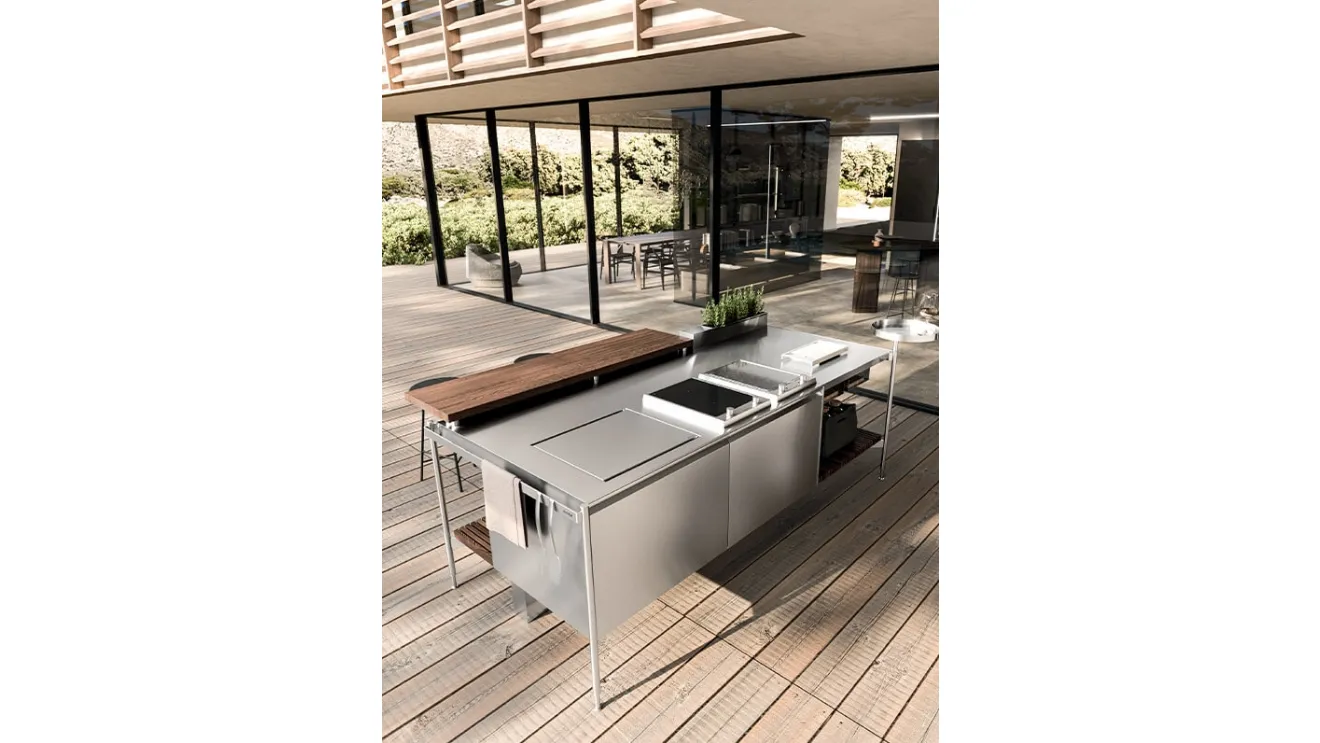 Outdoor Solaria is a one-piece island kitchen design by Arrital.