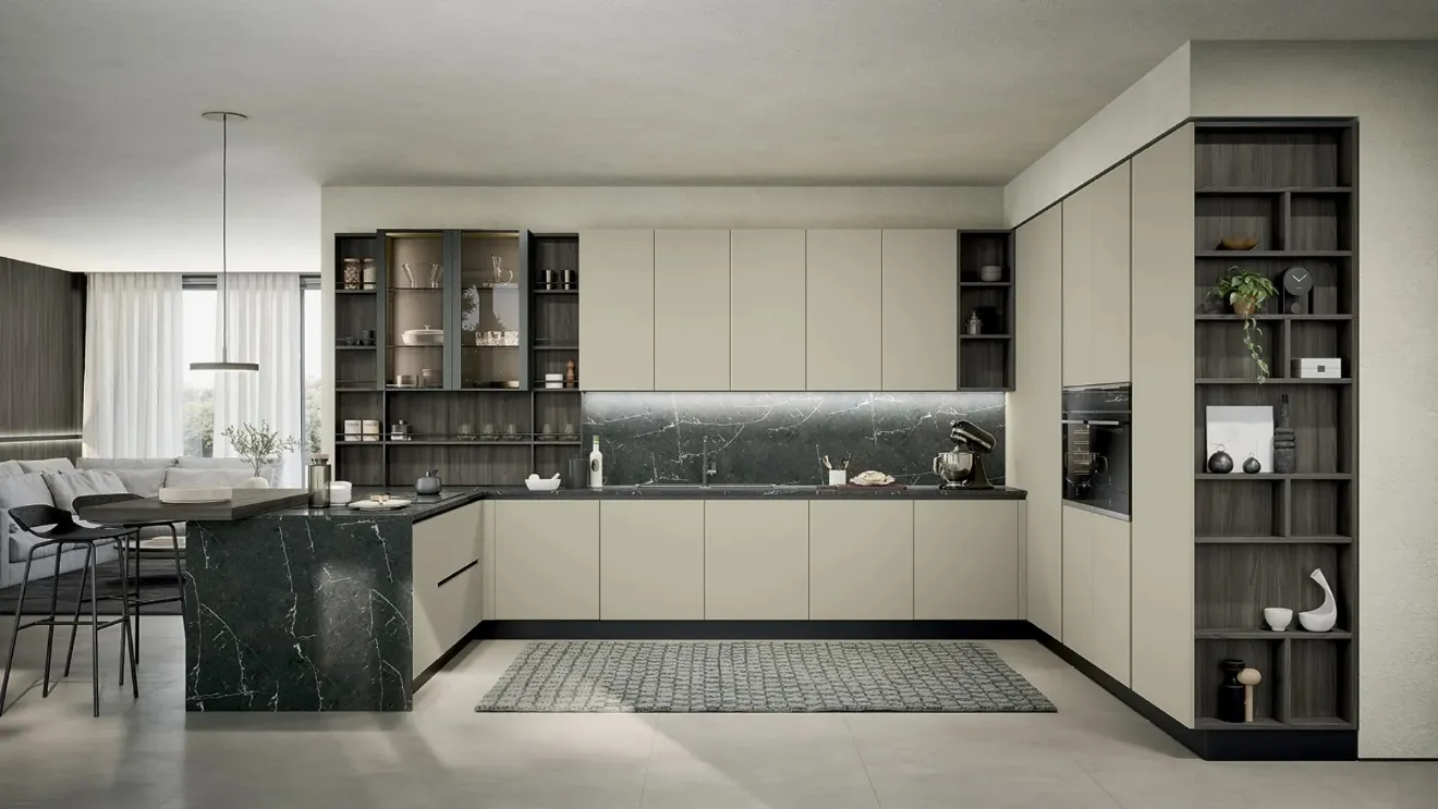 Modern kitchen with peninsula Colibrì 02 by Forma Cucine