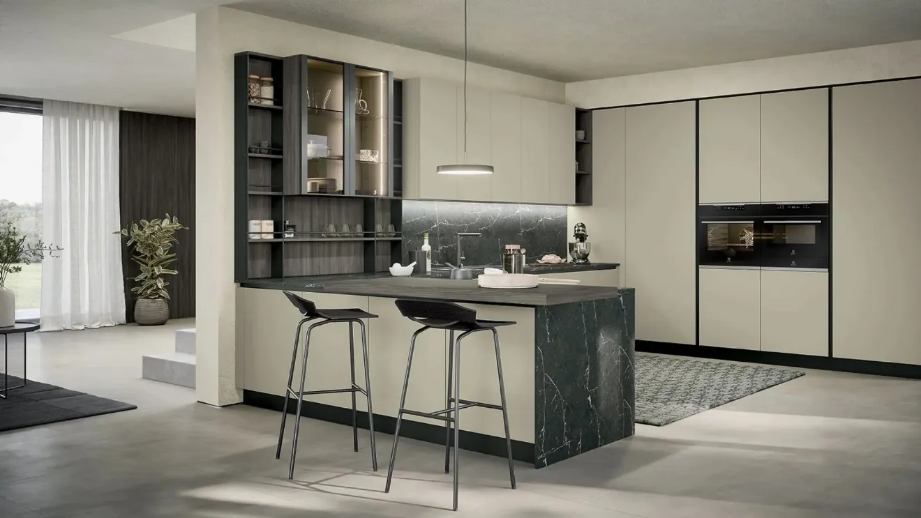 Modern kitchen with peninsula Colibrì 02 by Forma Cucine