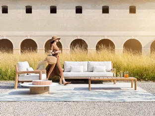 Gianna outdoor lounge in wood and fabric by Varaschin