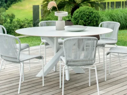 System Star round outdoor ceramic table by Varaschin