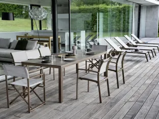 Outdoor furniture Victor in HPL, fabric and metal by Varaschin.