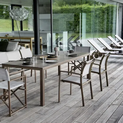 Outdoor furniture Victor in HPL, fabric and metal by Varaschin.
